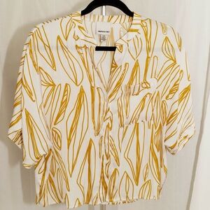 Industry White & Mustard Button-Down Crop Shirt